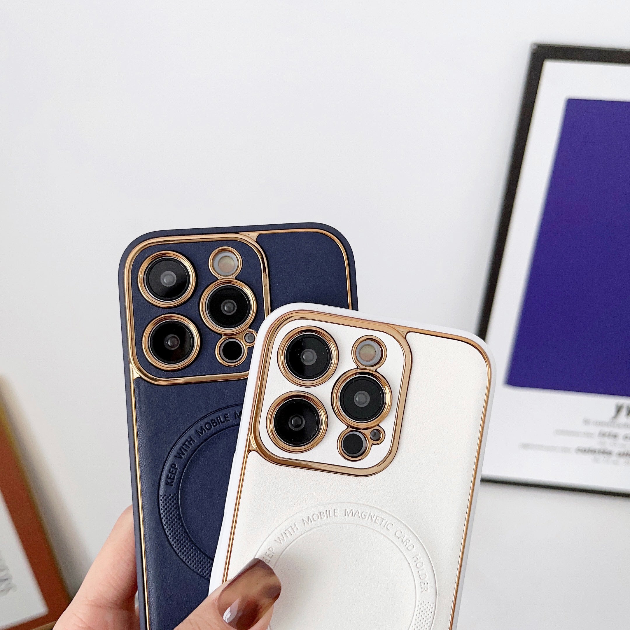 PhoneBits Genuine Leather Protective iPhone Case with Camera Protection, Shockproof MagSafe Case Compatible with iPhone, Magnetic Wireless Charging Mobile Back Phone Case Cover