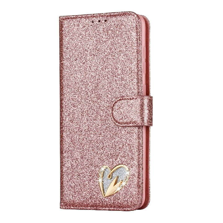 PhoneBits Shiny Leather Glitter Wallet Flip Case with Card Holder for iPhone, Protective Shockproof iPhone Case with Stand, iPhone Wallet Case, Mobile Phone Card Holder Case, Back Case Cover Compatible with iPhone 16 Series