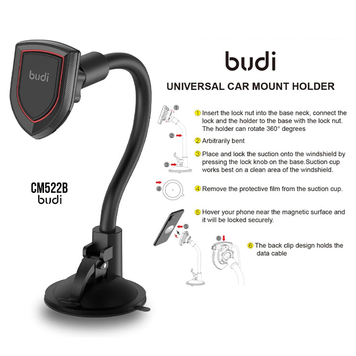 Budi Car Phone Mount, MagSafe Car Phone Holder, Phone Mount for Car Dashboard/Windshield