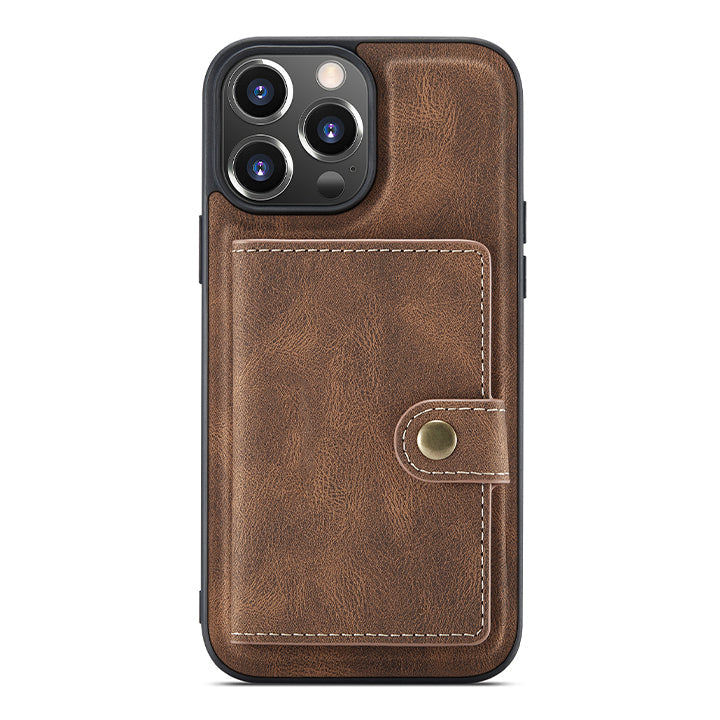 PhoneBits Protective Leather Wallet MagSafe Case for iPhone with Detachable Card Holder, Shockproof iPhone Case Compatible with MagSafe Chargers, Magnetic Wireless Charging Mobile Phone Back Case Cover