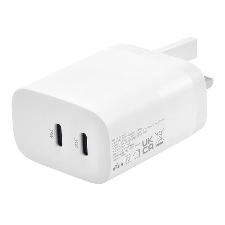 35W Power Adapter with Dual USB C Ports, 35W Fast Charger Type C, Dual USB C Charger 35W