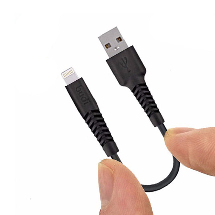 Budi USB to Lightning Charger Mini Cable, Lightning Phone Charging & Data Cable, USB to iPhone Charging Adapter Cable, Fast USB iPhone Charger Cord & Data Sync Cable for iPhone