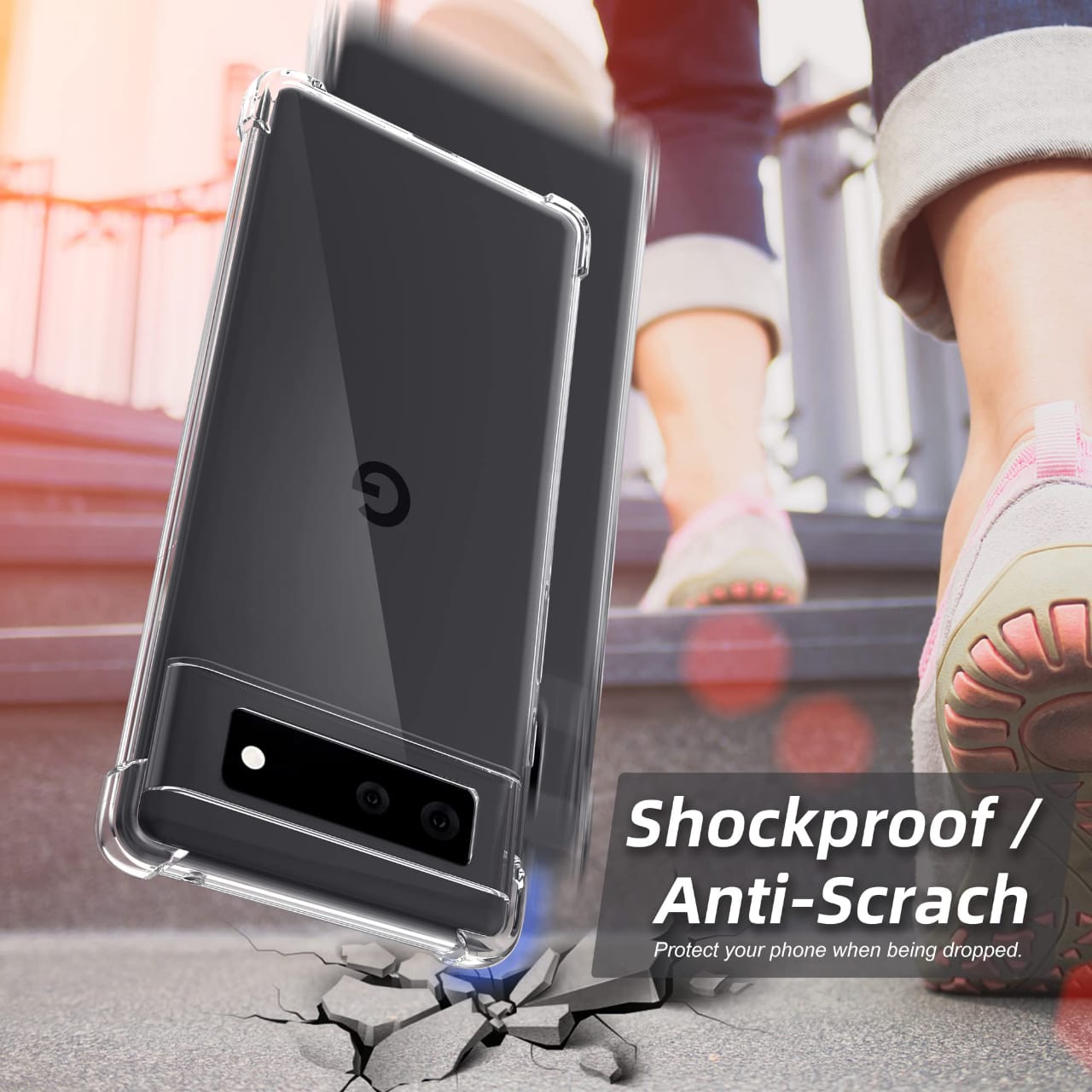 PhoneBits Slim Crystal Clear Case for Google Pixel, Armor Shockproof Google Pixel Case Compatible with Wireless Chargers, Transparent Magnetic Mobile Phone Case, Back Clear Case Cover