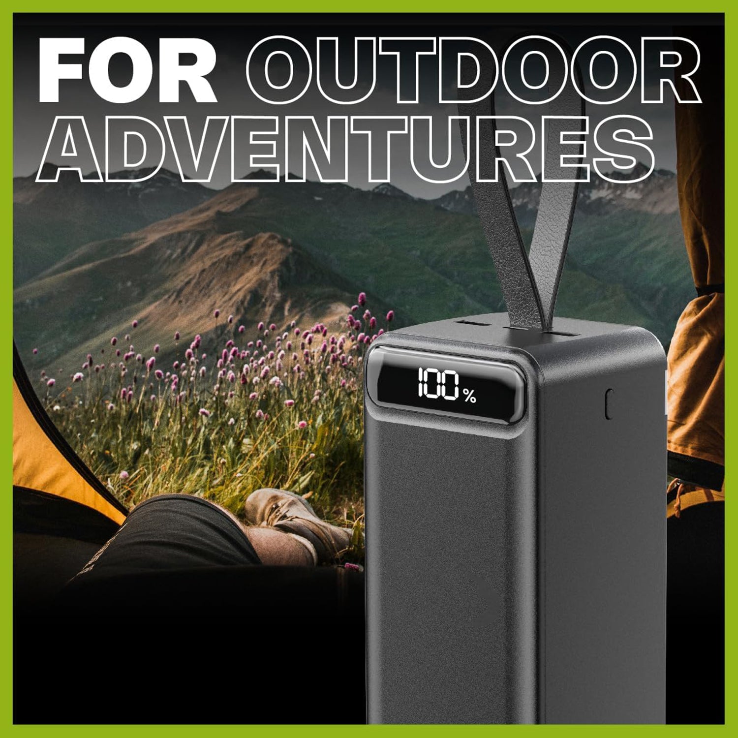PhoneBits Portable Power Bank 50000mAh, Portable Charger Power Bank with LED Power Display & Holding Strap, Fast Charging Power Bank with Multi USB Ports USB C/ Dual USB A/ Micro for Smartphone/ iPhone