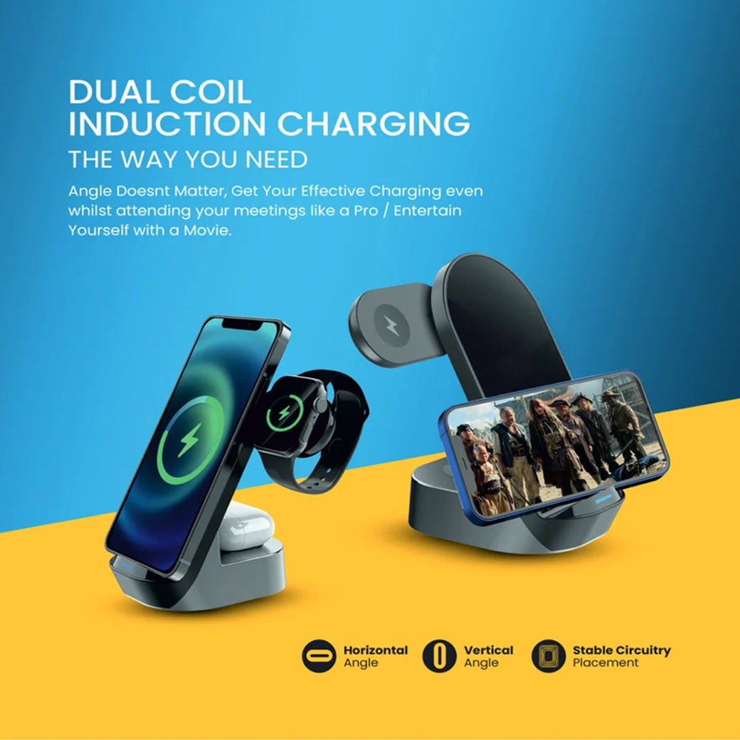 Budi 3 in 1 Magnetic Wireless Charging Stand, Portable Wireless Charging Station