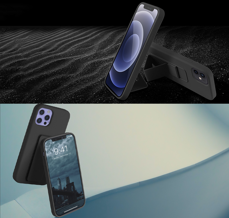 PhoneBits TPU Silicone Samsung S Series Case with Holder & Chromed Camera Edge, Ultra Protective Shockproof Samsung Holder Case with Foldable Grip Strap & Stand, Mobile Samsung Phone Holder Case with Kickstand, Back Samsung Case Cover with Stand