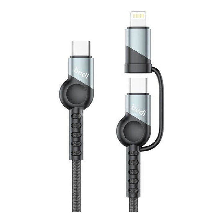 Budi 2 In 1 Charging Adaptable Cable, USB C to USB C/ Lightning Data Cable & Charger Cord, PD Fast Charging Type C to Type C/ Lightning Charger Cable, Multi USB C Charger Cable Adapter, Phone Type C to USB C/ iPhone Charging Sync Cable
