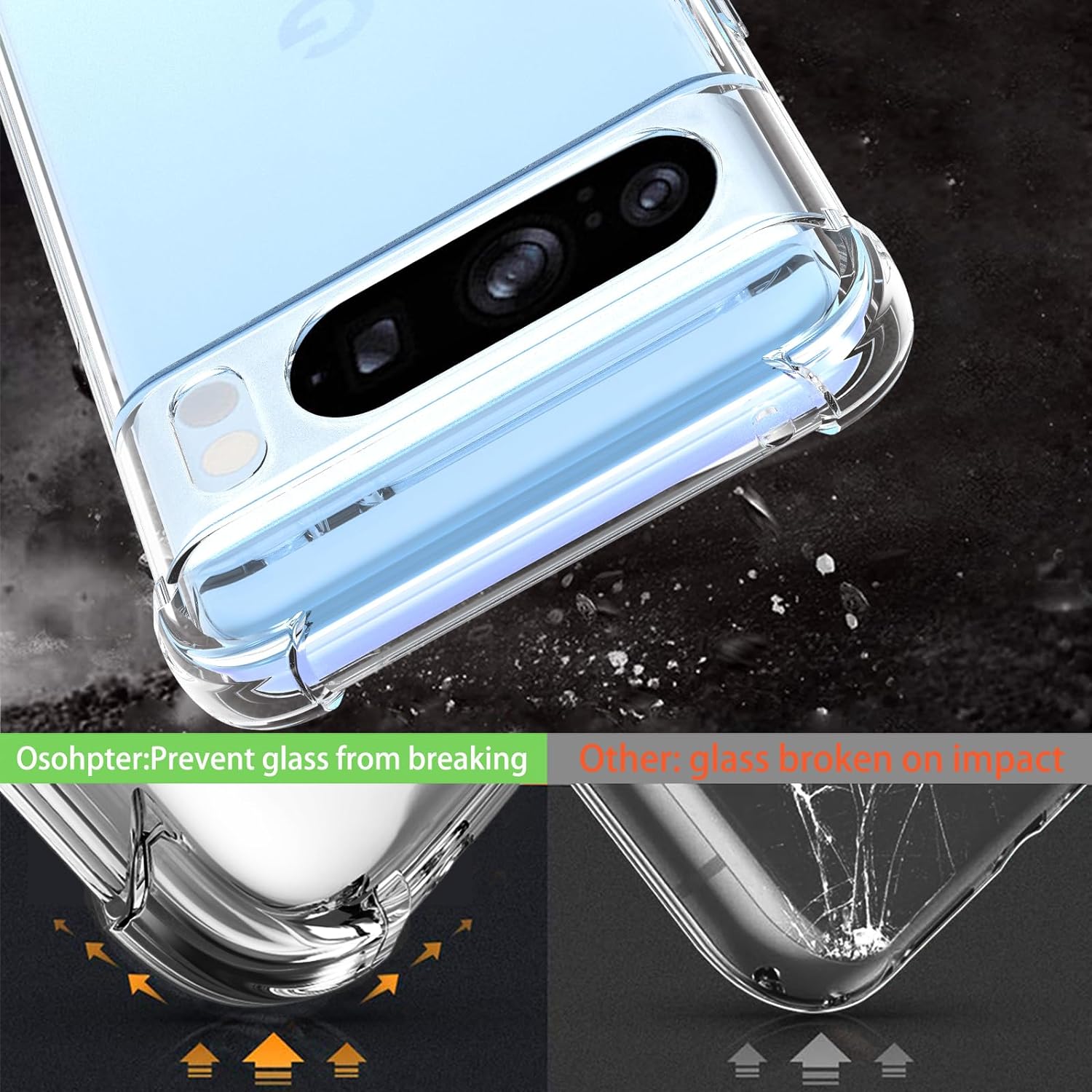 PhoneBits Slim Crystal Clear Case for Google Pixel, Armor Shockproof Google Pixel Case Compatible with Wireless Chargers, Transparent Magnetic Mobile Phone Case, Back Clear Case Cover