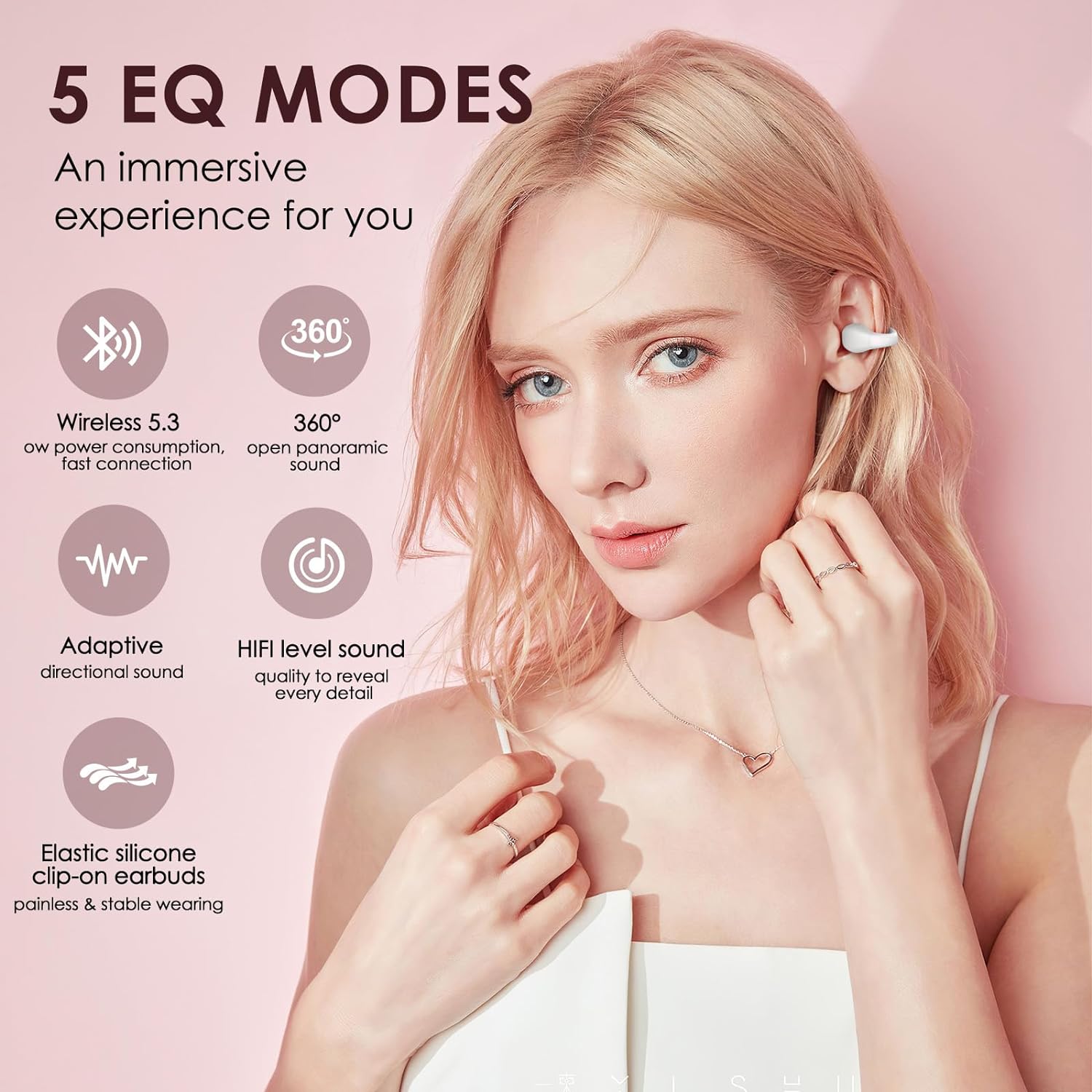 Remax Wireless Bluetooth HD Audio Open-Ear Clip-On Earbuds with Built-In Mic