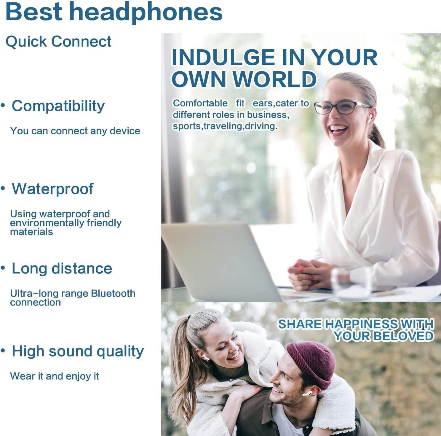 Budi True Wireless Earbuds, Bluetooth Earphones