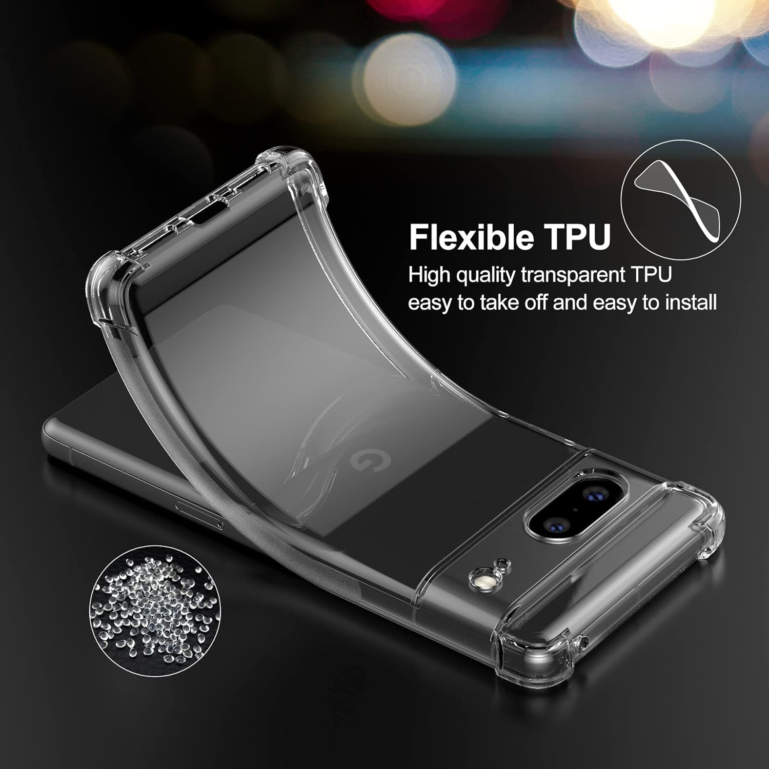 PhoneBits Slim Crystal Clear Case for Google Pixel, Armor Shockproof Google Pixel Case Compatible with Wireless Chargers, Transparent Magnetic Mobile Phone Case, Back Clear Case Cover