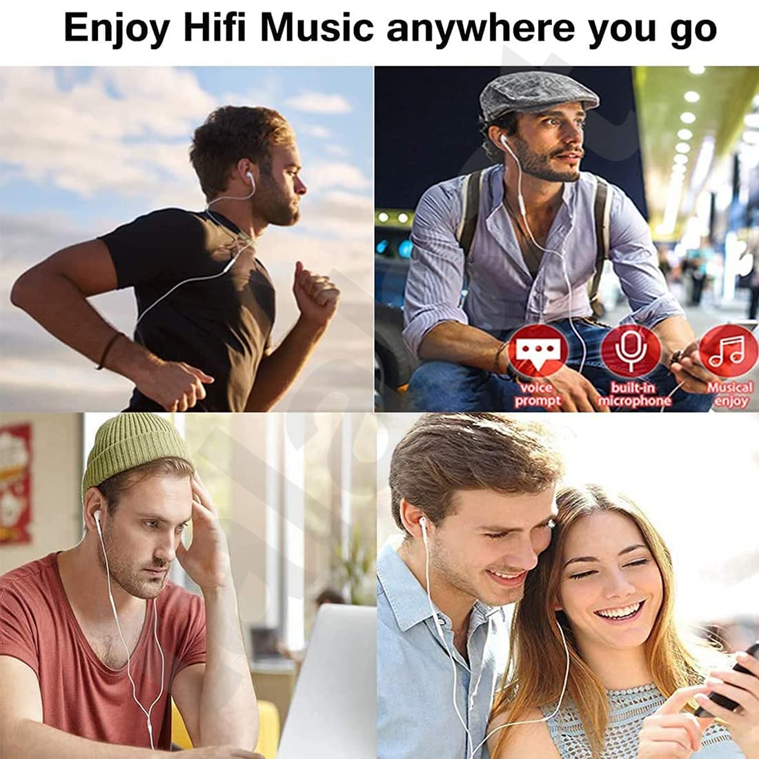 PhoneBits Premium In Ear Wired Earphones with Mic, Noise Cancelling Music Earphones, Wired Earphones with Lightning Cable