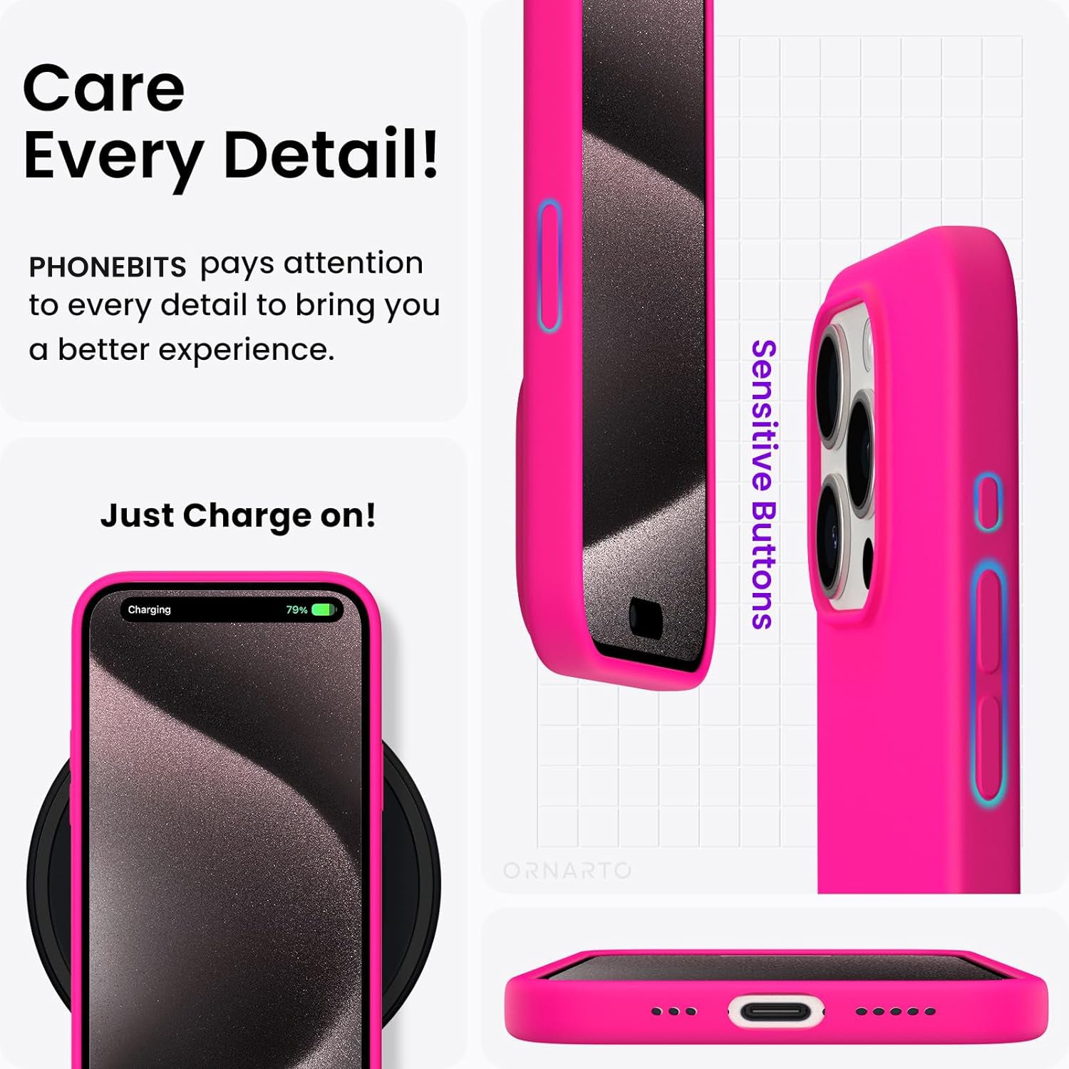 PhoneBits Ultra-Slim Liquid Silicone iPhone Case, Protective Shockproof iPhone Case Compatible with Wireless Charging, Magnetic Mobile Phone Back Case Cover