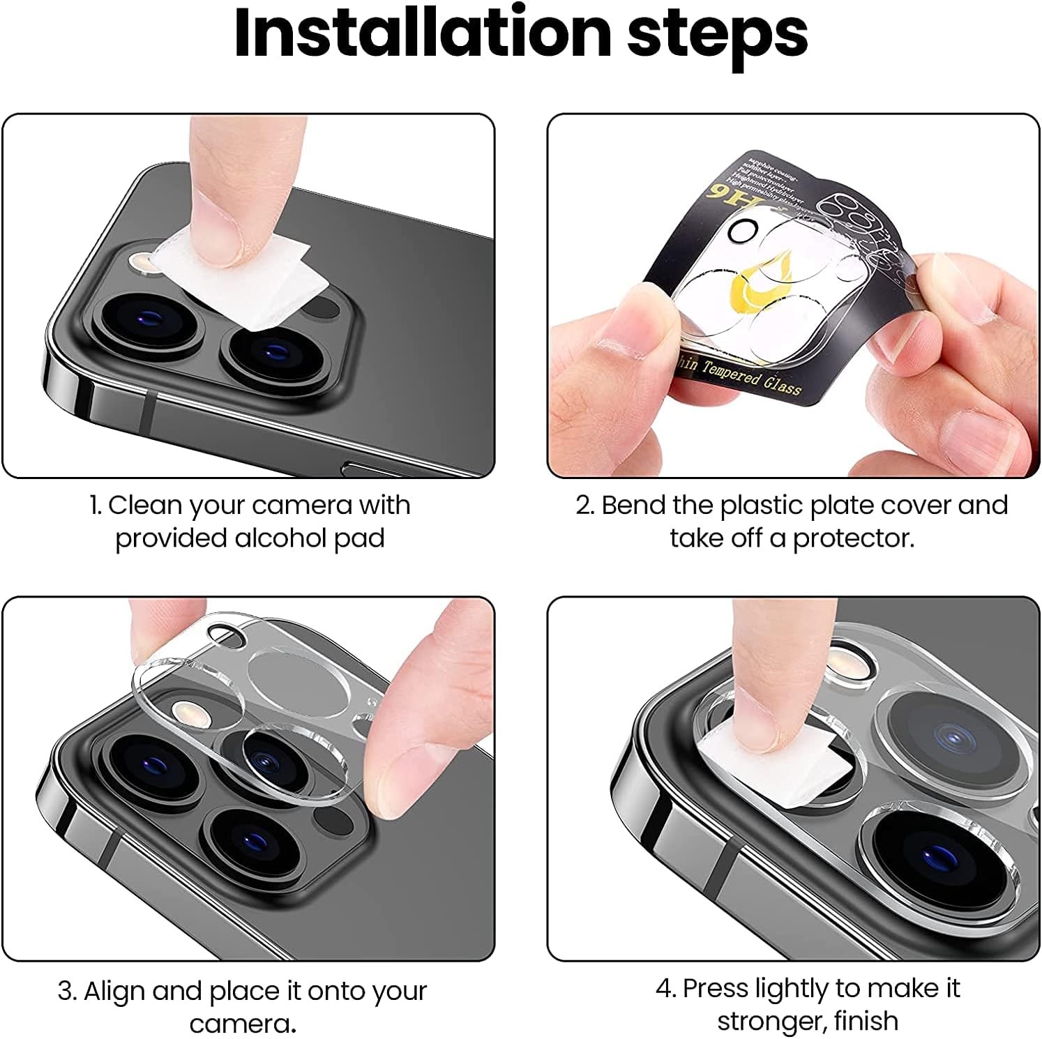 PhoneBits HD Transparency Camera Lens Protector for iPhone, Protective Individual Ring iPhone Camera Lens Glass, Anti Scratch iPhone Camera Lens Protector Cover