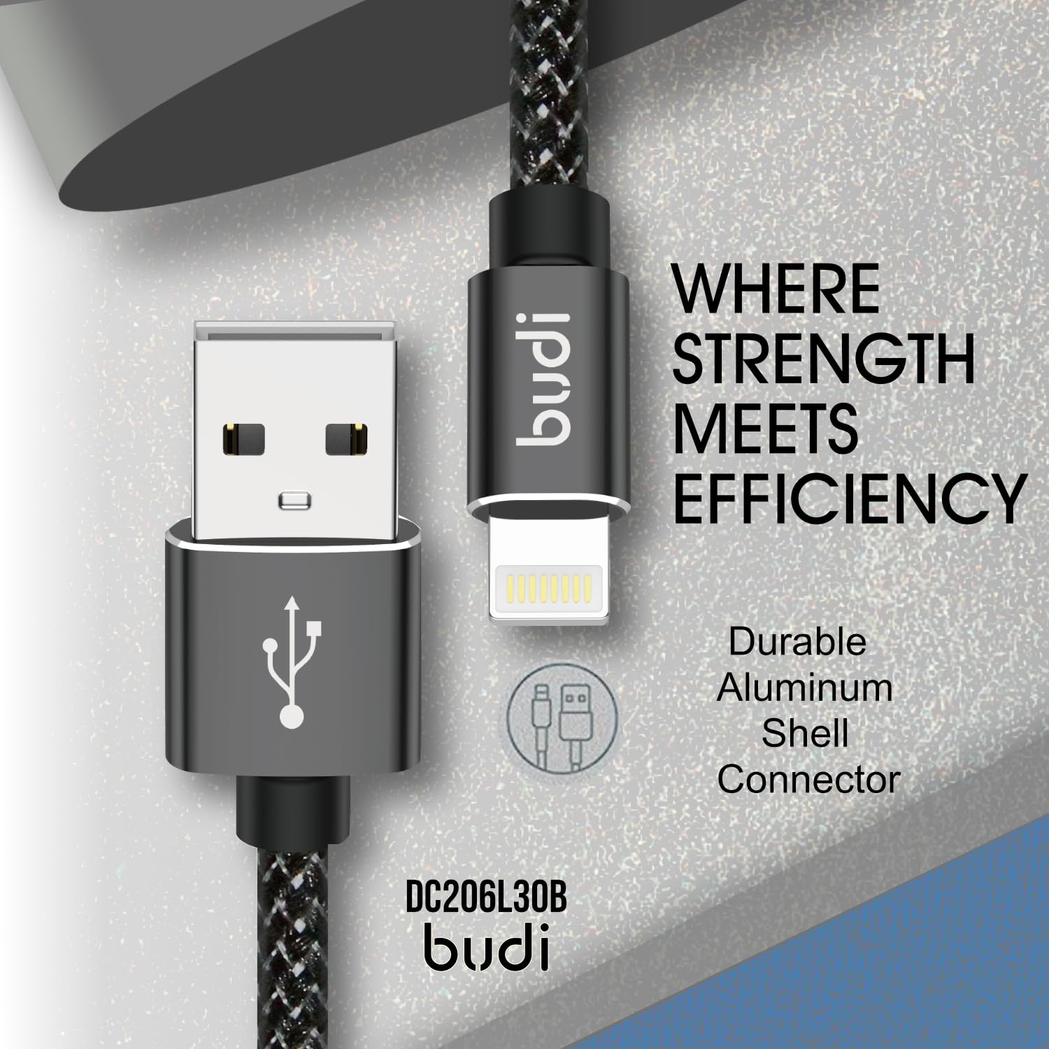 Budi USB to Micro USB Charging Cable, Fast USB A to Micro USB Braided Phone Charging & Data Cable, USB to Micro Charging Adapter Cable, Fast USB to Lightning Charger Cord & Data Sync Cable