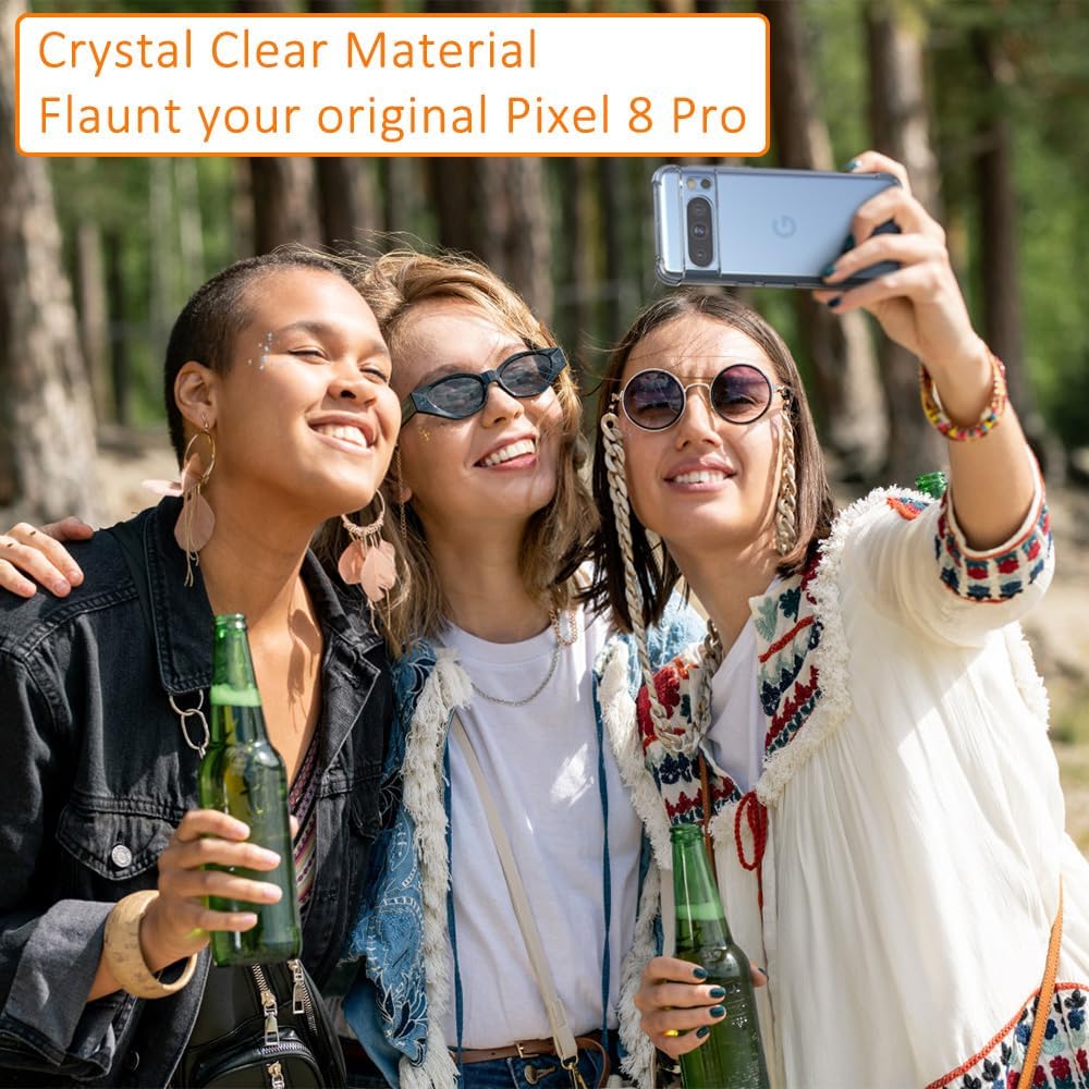 PhoneBits Slim Crystal Clear Case for Google Pixel, Armor Shockproof Google Pixel Case Compatible with Wireless Chargers, Transparent Magnetic Mobile Phone Case, Back Clear Case Cover