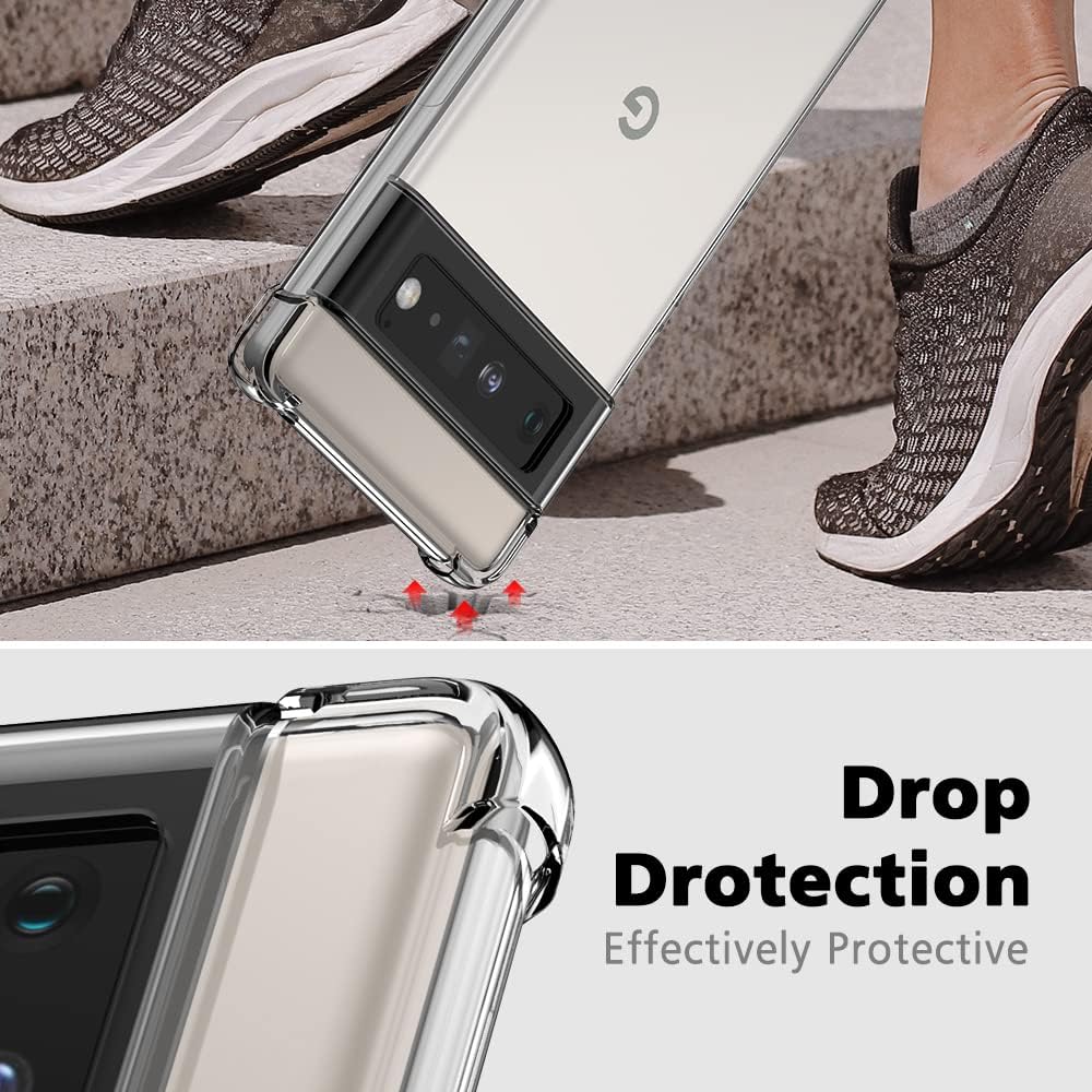 PhoneBits Slim Crystal Clear Case for Google Pixel, Armor Shockproof Google Pixel Case Compatible with Wireless Chargers, Transparent Magnetic Mobile Phone Case, Back Clear Case Cover