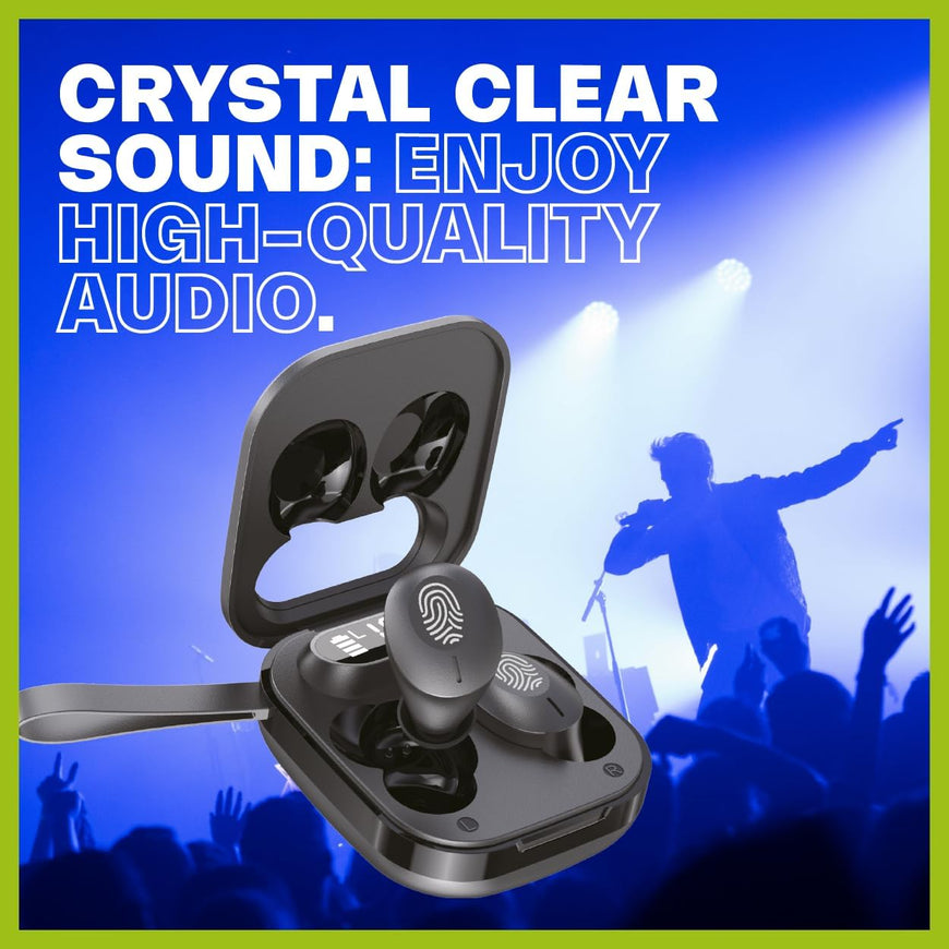 Earldom Latest True Wireless Bluetooth In-Ear Mini Earbuds with Touch Control and Digital Display