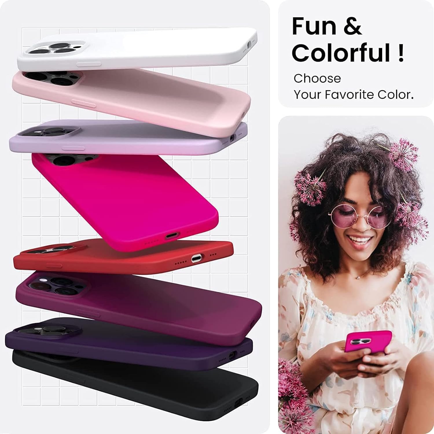 PhoneBits Ultra-Slim Liquid Silicone iPhone Case, Protective Shockproof iPhone Case Compatible with Wireless Charging, Magnetic Mobile Phone Back Case Cover