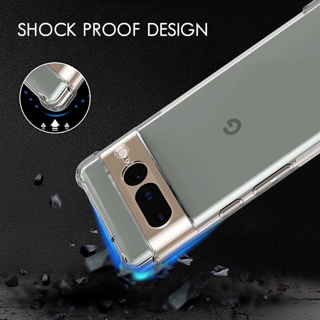 PhoneBits Slim Crystal Clear Case for Google Pixel, Armor Shockproof Google Pixel Case Compatible with Wireless Chargers, Transparent Magnetic Mobile Phone Case, Back Clear Case Cover