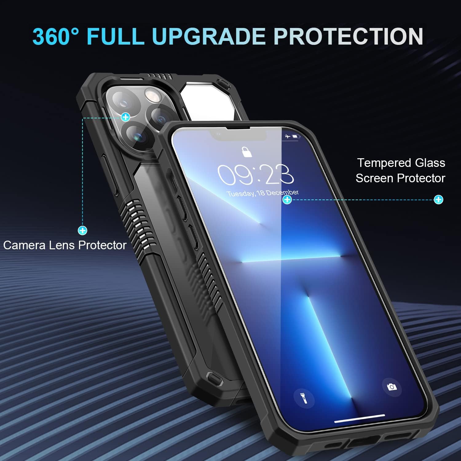PhoneBits Ultra-Protective Transparent Magnetic Case with Chromed Camera Edge for iPhone, Clear Shockproof iPhone Case Compatible with Wireless Chargers, Magnetic Mobile Phone Case, Back Case Cover