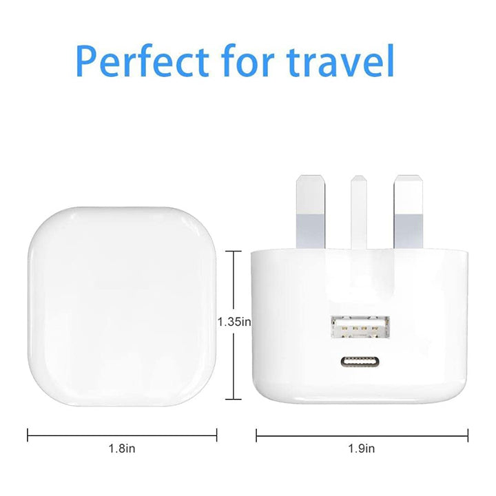 Budi Dual USB C & USB A Power Adapter, USB C Charger Plug Fast Charge, Foldable Power Adapter
