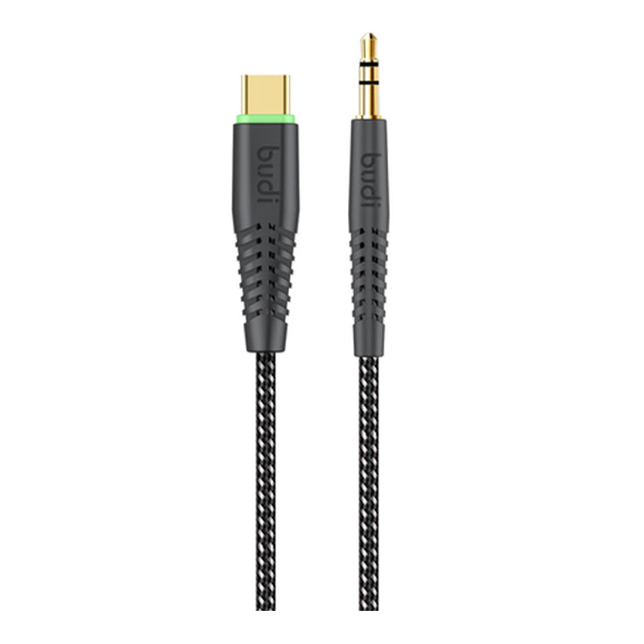 Budi Aux Cable for Mobile Phone, USB C to Aux Audio Cable, Fast Charging Aux to USB C Cable, USB C to 3.5mm Audio Jack, Aux Cord for Smartphone & Mobile Devices