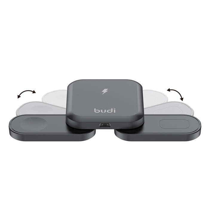Budi 3 in 1 Magnetic Wireless Charging Station, Foldable Wireless Charging Dock