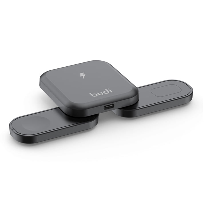 Budi 3 in 1 Magnetic Wireless Charging Station, Foldable Wireless Charging Dock