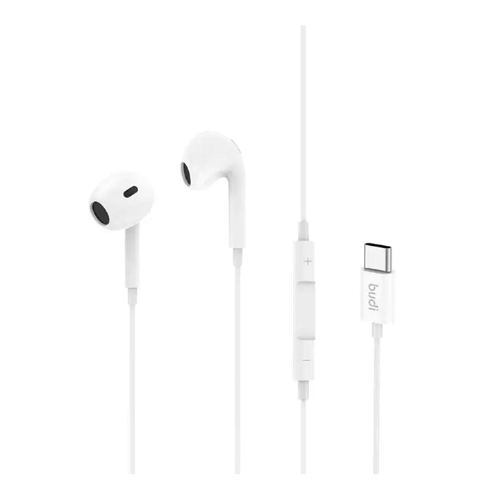 Budi In Ear Wired Earphones, Type C Wired Sports Earphone, Wired Handsfree with Mic, Noise Cancelling Wired Earphones