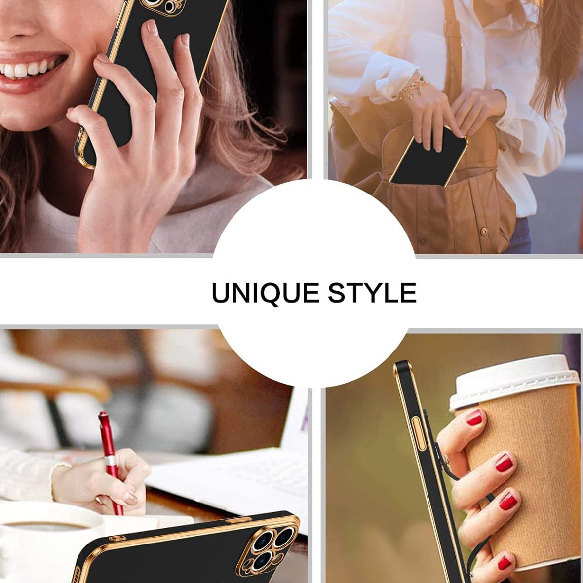 PhoneBits Luxury Soft Silicone Magnetic iPhone Case with Holder & Camera Lens Protection, Protective Shockproof iPhone Case with Wristband Stand Compatible with Wireless Charging, Magnetic Mobile Phone Holder Case, Back Phone Case Cover