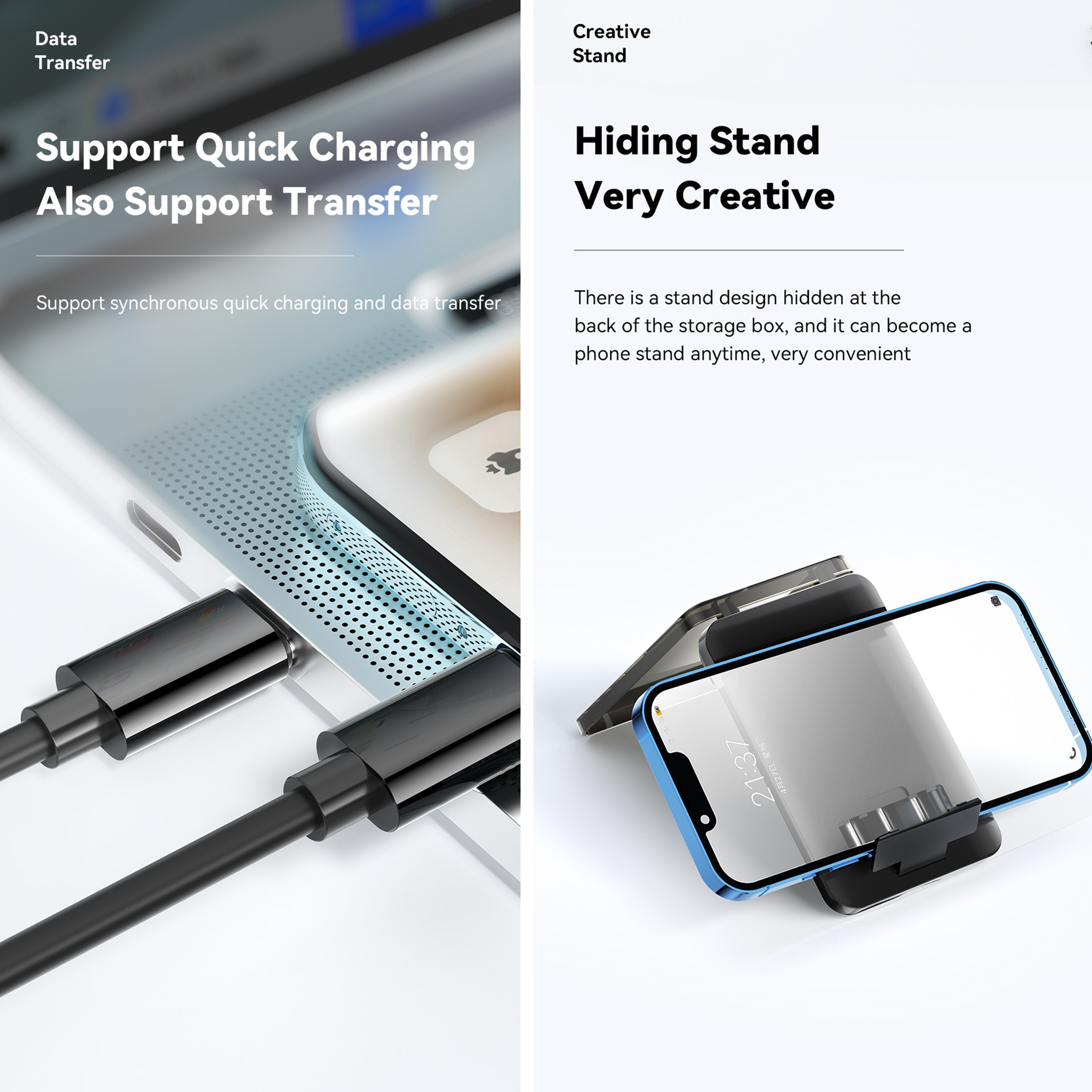 Budi Multifunctional Data Cable Storage Box, USB Adapter Kit, Travel Charging & Data Sync Cable Kit