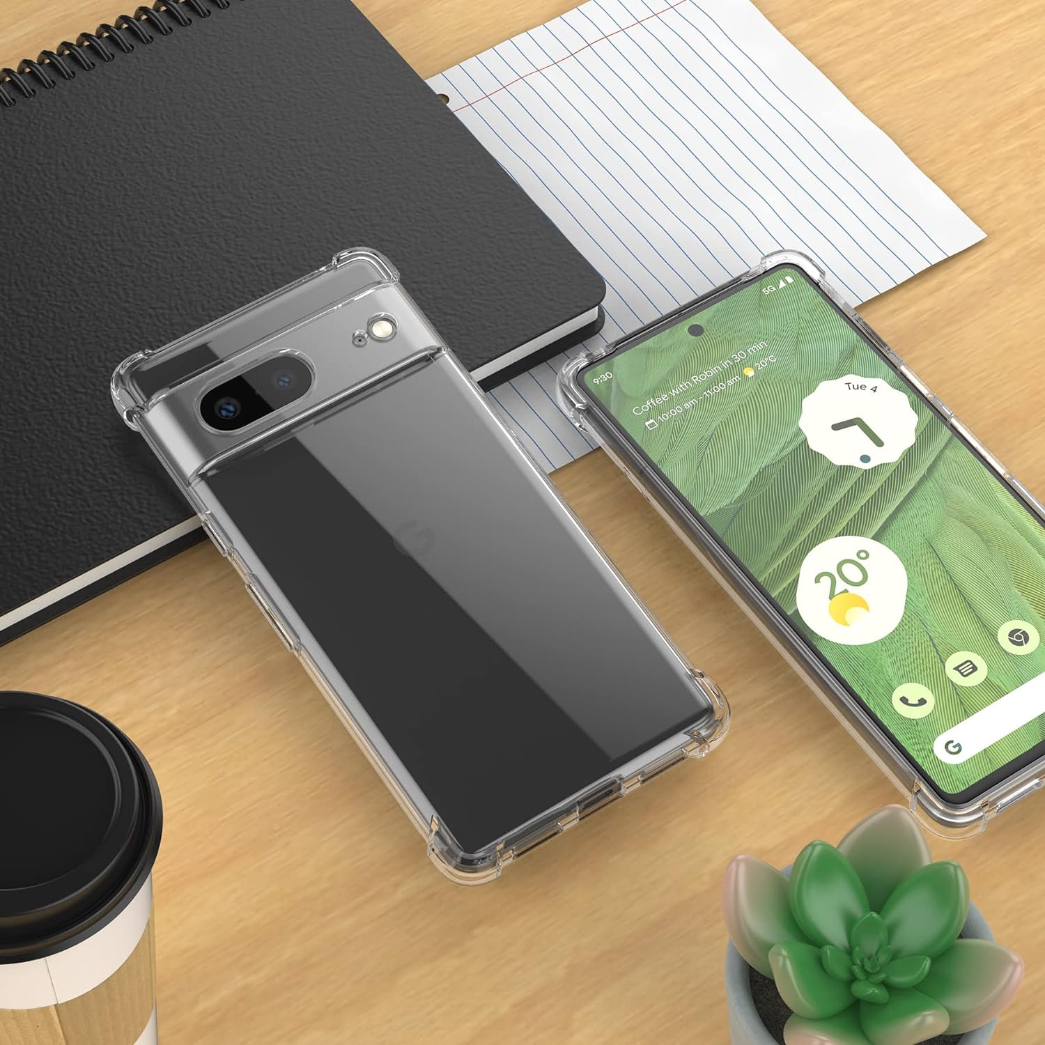 PhoneBits Slim Crystal Clear Case for Google Pixel, Armor Shockproof Google Pixel Case Compatible with Wireless Chargers, Transparent Magnetic Mobile Phone Case, Back Clear Case Cover