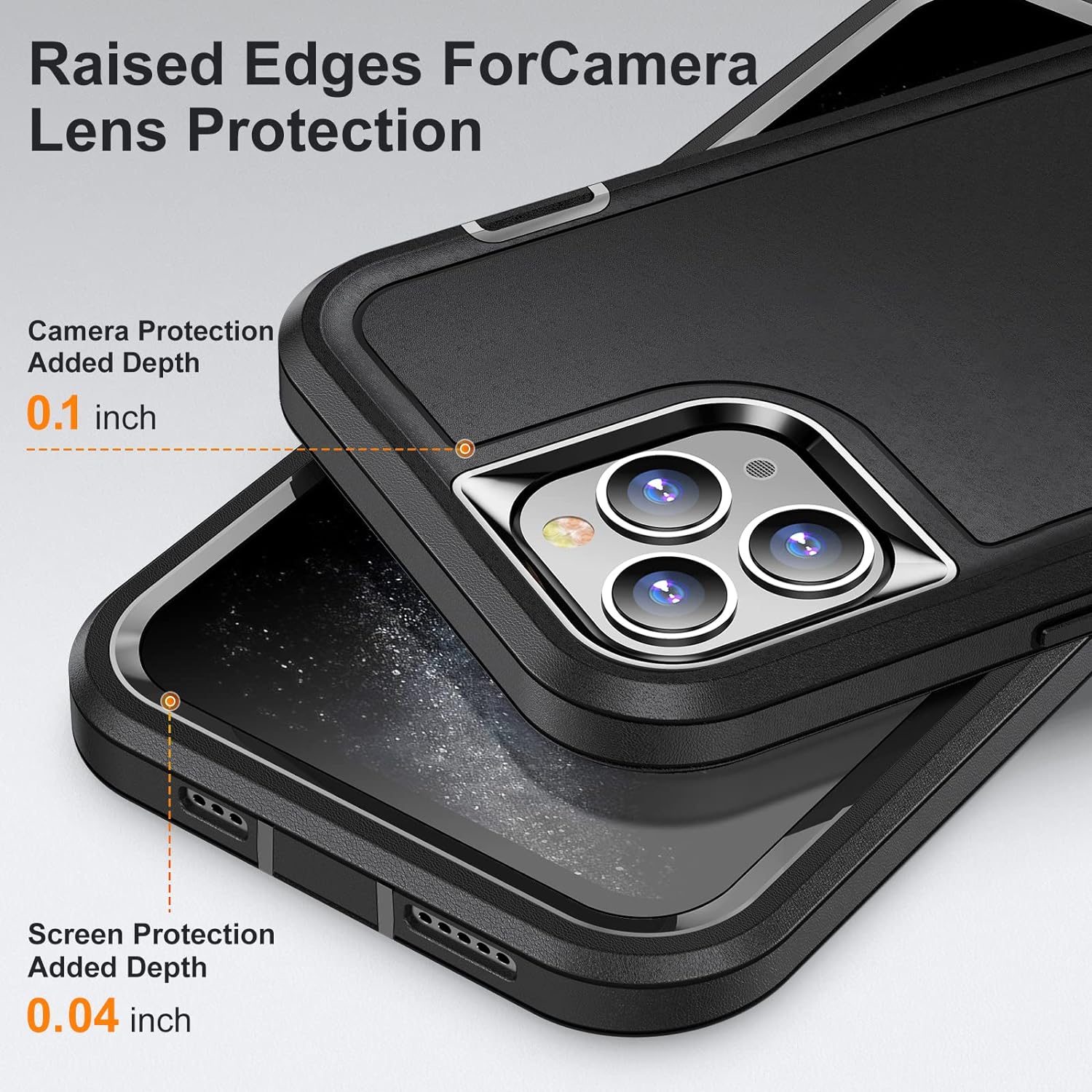 PhoneBits Ultra-Protective iPhone Case with Stand & Chromed Camera Edge, Shockproof Phone Holder Case Compatible with iPhone, Mobile Phone Case with Holder, Back iPhone Holder Case Cover