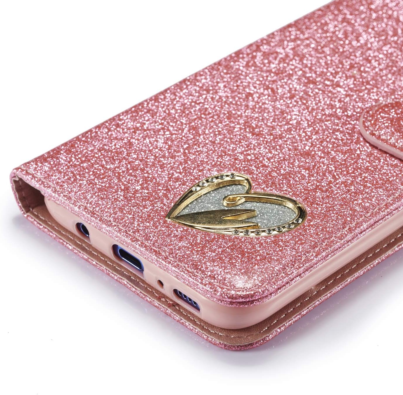 PhoneBits Shiny Leather Glitter Wallet Flip Case with Card Holder for Samsung A Series, Protective Shockproof Samsung Case with Stand, Samsung Wallet Case, Mobile Phone Card Holder Case, Back Case Cover Compatible with Samsung A23
