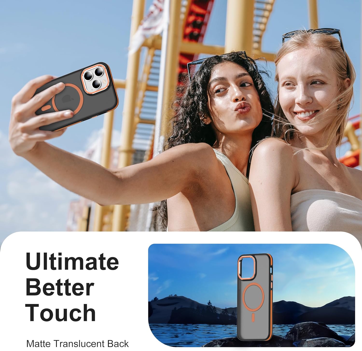 PhoneBits Slim Translucent Matte MagSafe Case with Metal Lens Frame and Buttons for iPhone, Shockproof iPhone Case Compatible with MagSafe Chargers, Protective Magnetic Wireless Charging Mobile Phone Back Case Cover