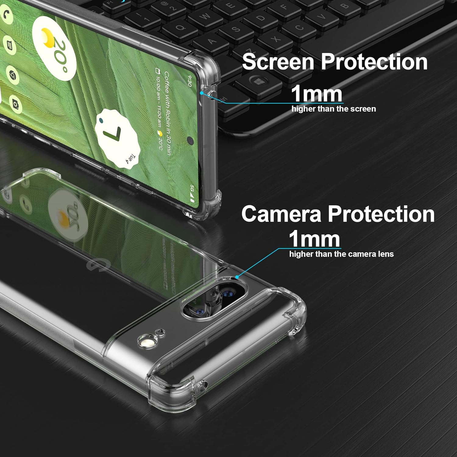 PhoneBits Slim Crystal Clear Case for Google Pixel, Armor Shockproof Google Pixel Case Compatible with Wireless Chargers, Transparent Magnetic Mobile Phone Case, Back Clear Case Cover