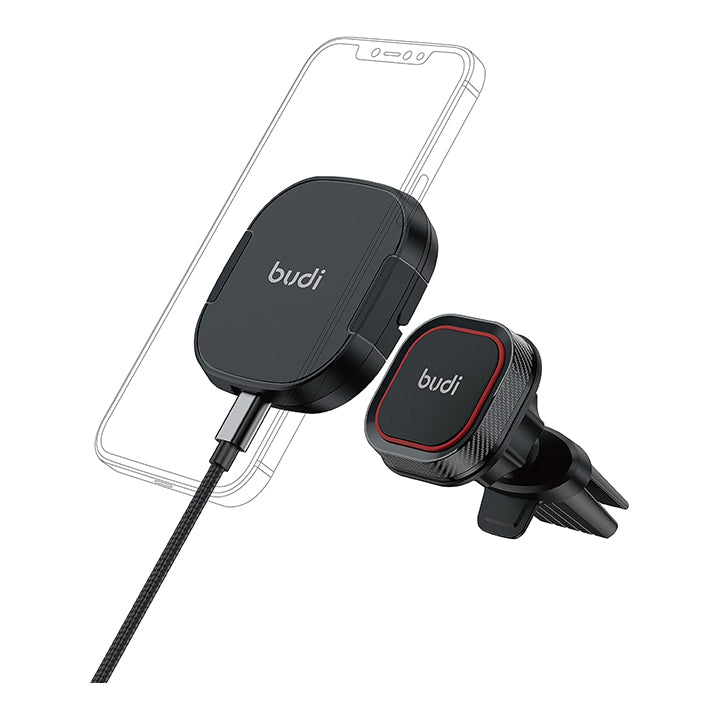 Budi Wireless Charger & Magnetic Car Mount Holder, Car Phone Holder Air Vent