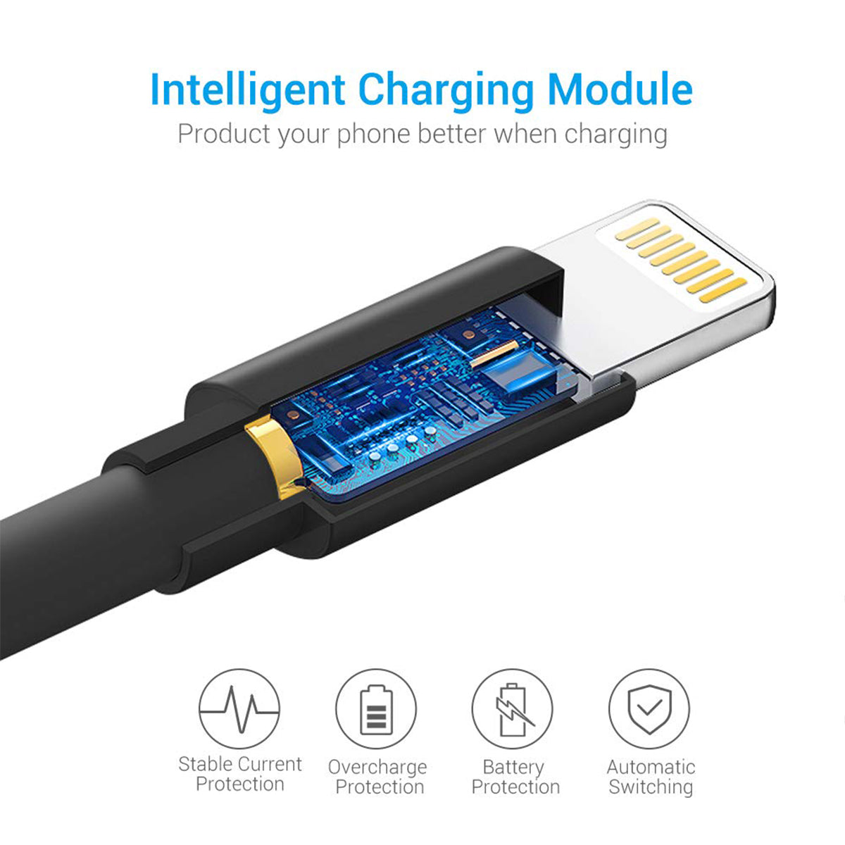 Budi USB to Lightning Charger Cable, Lightning Phone Charging & Data Cable, USB to iPhone Charging Adapter Cable, Fast USB to Lightning Charger Cord & Data Sync Cable for iPhone