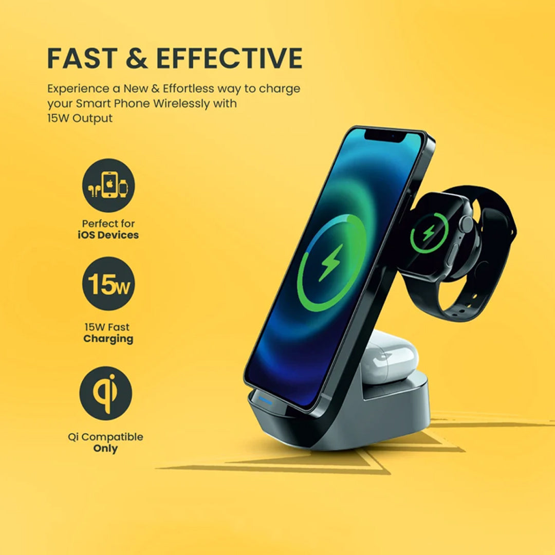 Budi 3 in 1 Magnetic Wireless Charging Stand, Portable Wireless Charging Station
