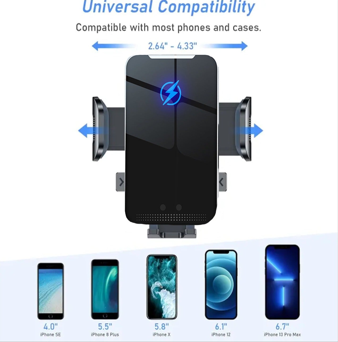 Budi Wireless Charging Car Phone Holder, Dashboard Mobile Phone Holder for Car, Wireless Car Charger, Wireless Charging Mount, Car Phone Mount