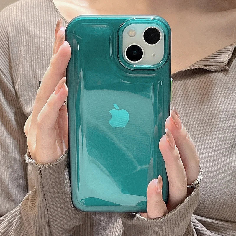 PhoneBits Soft Silicone Airbag iPhone Case with Chromed Camera Edge, Shockproof Phone Case Compatible with iPhone, Mobile Phone Back Case Cover