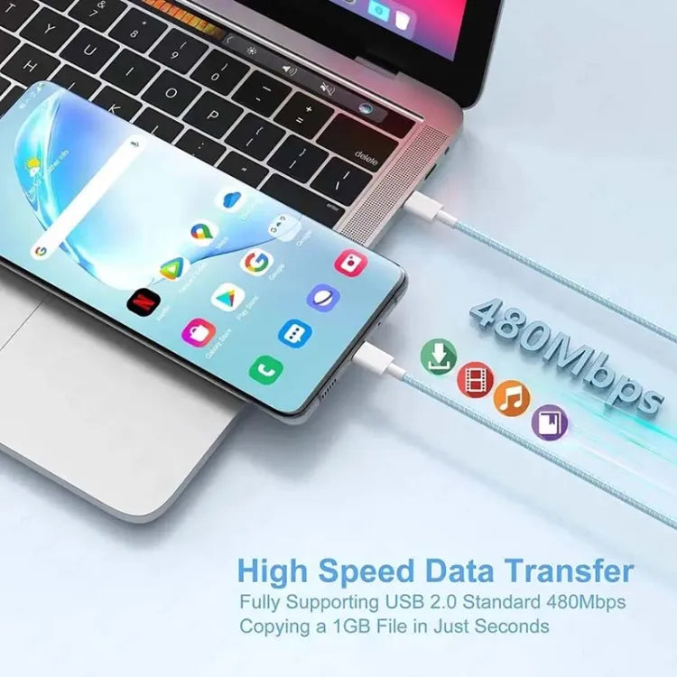 Budi USB C to USB C Data Cable & Charger Cord, PD Fast Charging Braided Type C to Type C Charger Cable, USB C Charger Cable Adapter, Phone Type C to USB C Charging Sync Cable