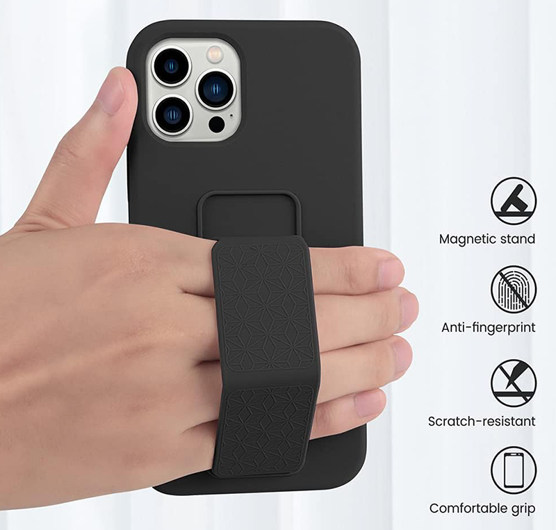 PhoneBits TPU Silicone Samsung S Series Case with Holder & Chromed Camera Edge, Ultra Protective Shockproof Samsung Holder Case with Foldable Grip Strap & Stand, Mobile Samsung Phone Holder Case with Kickstand, Back Samsung Case Cover with Stand