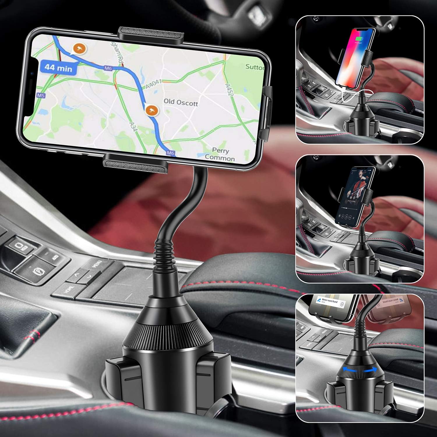 PhoneBits In Car Cup Holder Mobile Phone Mount, Phone Holder Cup Mount, Mobile Phone Holder for Car