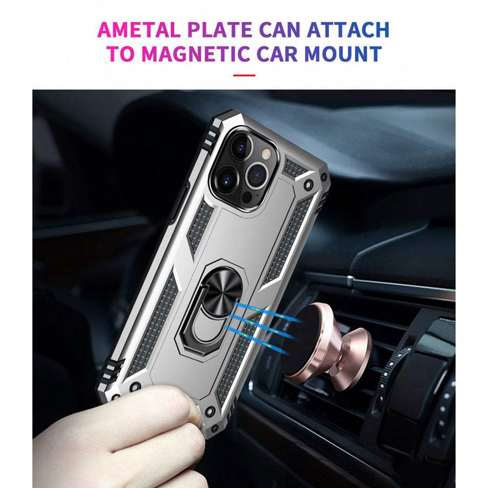 PhoneBits Ultra-Protective Magnetic Samsung Case with Holder & Chromed Camera Edge, Shockproof Samsung Ring Holder Case Compatible with Magnetic Car Mount, Mobile Phone Case with Stand, Back Samsung Holder Case Cover For Samsung A23