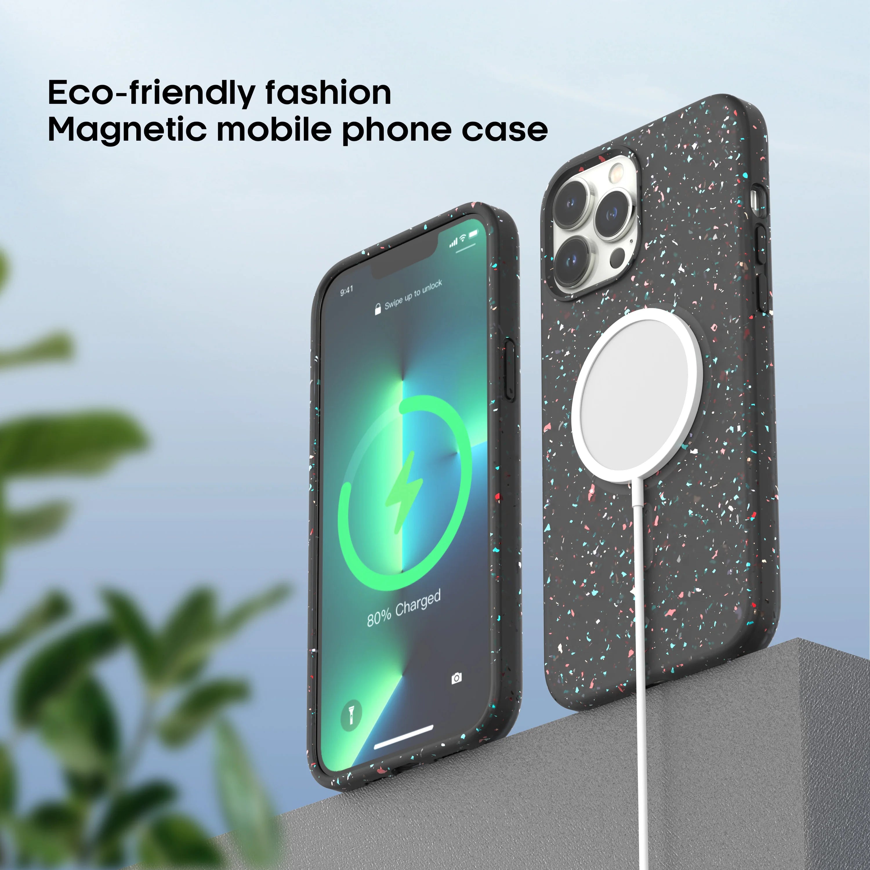PhoneBits Glittery Silicone MagSafe Case for iPhone, Ultra-Protective Shockproof iPhone Case Compatible with MagSafe Chargers, Magnetic Wireless Charging Mobile Phone Back Case Cover