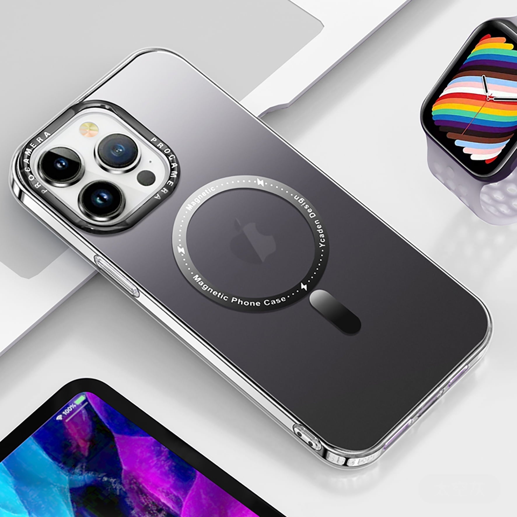 PhoneBits Ultra-Protective Twin-Color Gradient MagSafe Case for iPhone with Chromed Camera Edge, Shockproof iPhone Case Compatible with MagSafe Chargers, Magnetic Wireless Charging Mobile Phone Back Case Cover
