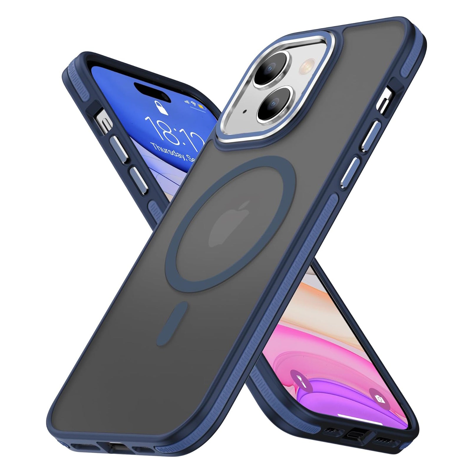 PhoneBits Slim Translucent Matte MagSafe Case with Metal Lens Frame and Buttons for iPhone, Shockproof iPhone Case Compatible with MagSafe Chargers, Protective Magnetic Wireless Charging Mobile Phone Back Case Cover
