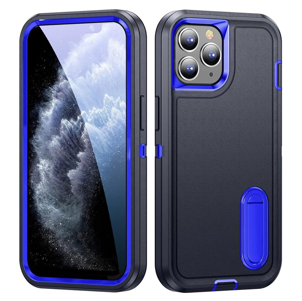 PhoneBits Ultra-Protective iPhone Case with Stand & Chromed Camera Edge, Shockproof Phone Holder Case Compatible with iPhone, Mobile Phone Case with Holder, Back iPhone Holder Case Cover